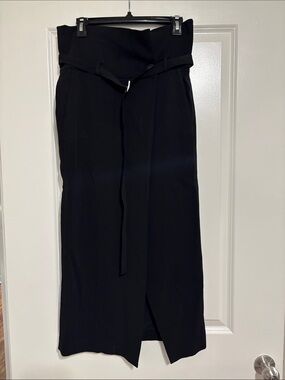 Robert Rodriguez Black High-Waist Midi Skirt with Tie Waist